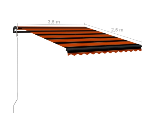 Toldo retráctil automático naranja y marrón 350x250 cm