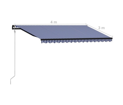 Toldo automático retráctil azul y blanco 400x300 cm