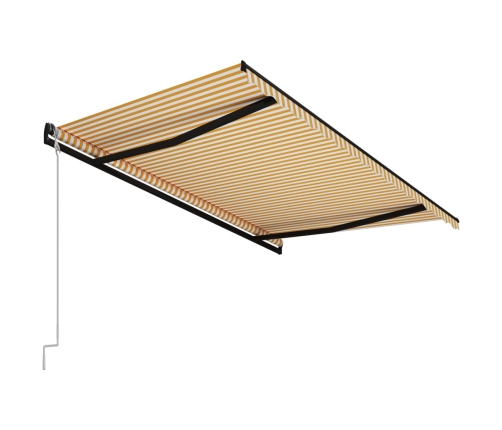 Toldo automático retráctil amarillo y blanco 400x300 cm