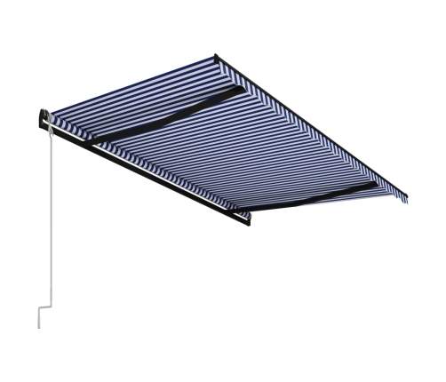 Toldo automático retráctil azul y blanco 450x300 cm