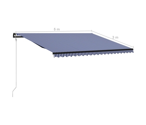 Toldo automático retráctil azul y blanco 500x300 cm