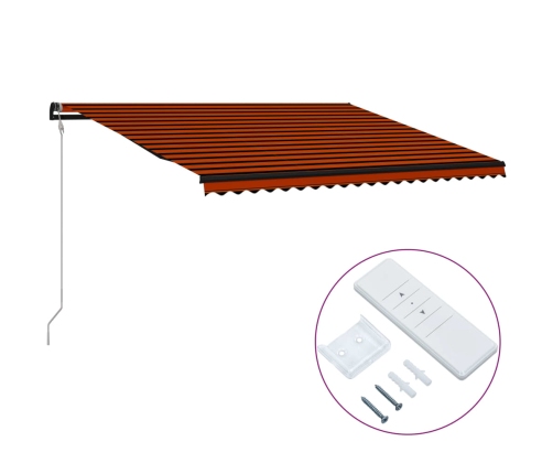 Toldo retráctil automático naranja y marrón 500x300 cm