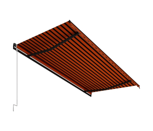 Toldo retráctil automático naranja y marrón 500x300 cm