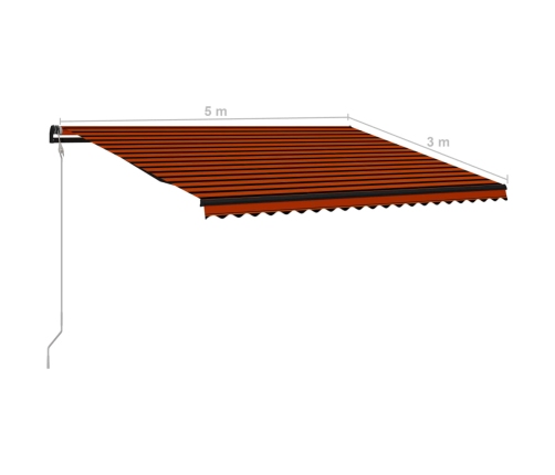 Toldo retráctil automático naranja y marrón 500x300 cm