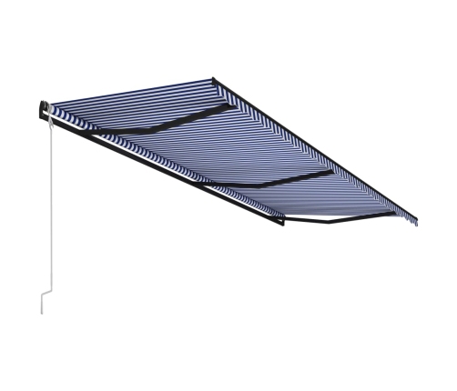 Toldo automático retráctil azul y blanco 600x300 cm