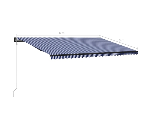 Toldo automático retráctil azul y blanco 600x300 cm