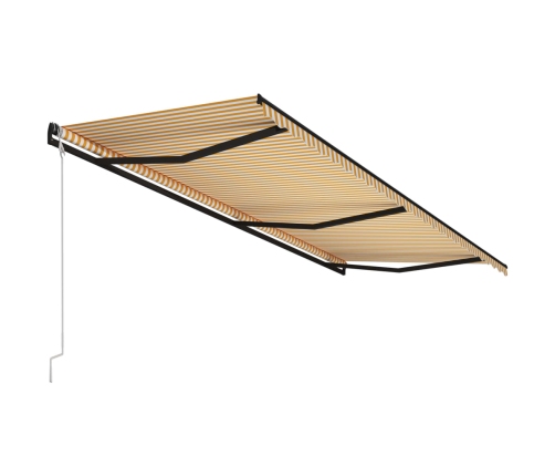 Toldo automático retráctil amarillo y blanco 600x300 cm