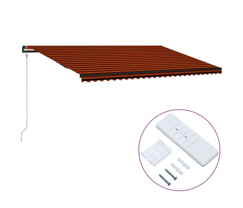 Toldo automático retráctil naranja y marrón 600x300 cm