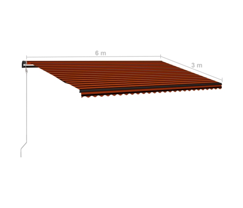 Toldo automático retráctil naranja y marrón 600x300 cm