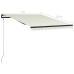 Toldo retráctil sensor de viento y LED color crema 300x250 cm