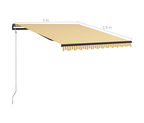 Toldo retráctil sensor de viento LED amarillo blanco 300x250 cm