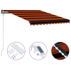 Toldo retráctil sensor de viento LED naranja y marrón 300x250cm