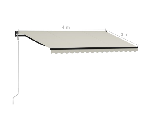 Toldo retráctil sensor de viento y LED color crema 400x300 cm