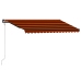 Toldo retráctil sensor de viento y LED naranja marrón 450x300cm