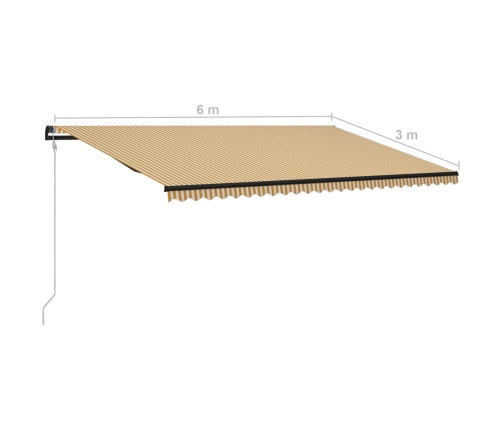 Toldo retráctil sensor de viento LED amarillo blanco 600x300 cm