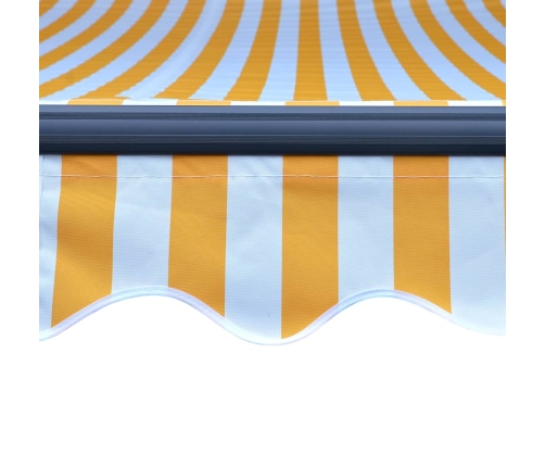 Toldo retráctil sensor de viento LED amarillo blanco 600x300 cm