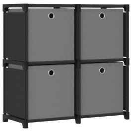 Estantería de 4 cubos con cajas de tela negro 69x30x72,5 cm