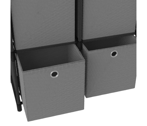 Estantería de 4 cubos con cajas de tela negro 69x30x72,5 cm