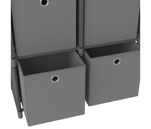 Estantería de 4 cubos con cajas de tela gris 69x30x72,5 cm