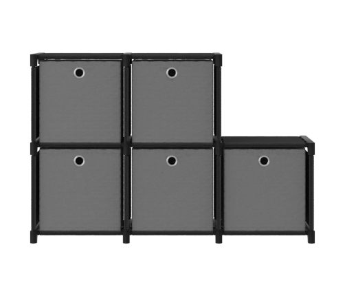 Estantería de 5 cubos con cajas de tela negro 103x30x72,5 cm