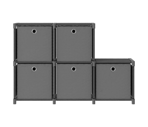 vidaXL Estantería de 5 cubos con cajas tela gris 103x30x72,5 cm