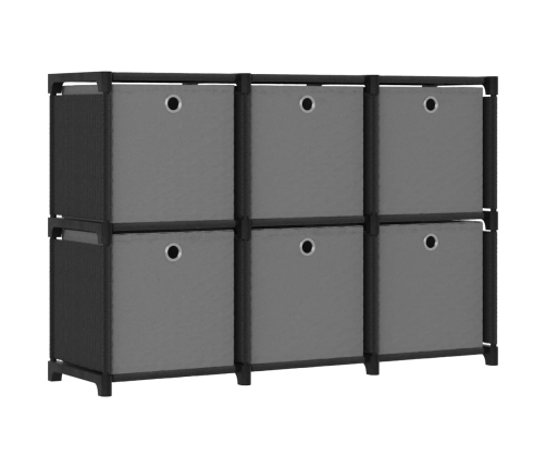 vidaXL Estantería de 6 cubos con cajas de tela negro 103x30x72,5 cm