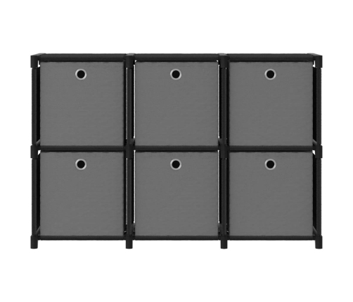 vidaXL Estantería de 6 cubos con cajas de tela negro 103x30x72,5 cm