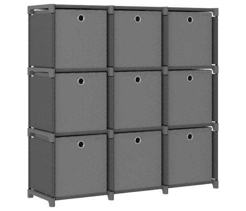 vidaXL Estantería de 9 cubos con cajas de tela gris 103x30x107,5 cm