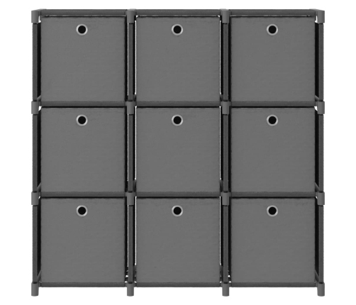 vidaXL Estantería de 9 cubos con cajas de tela gris 103x30x107,5 cm