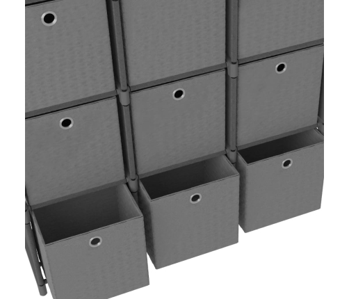 vidaXL Estantería de 9 cubos con cajas de tela gris 103x30x107,5 cm