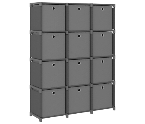 Estantería de 12 cubos con cajas tela gris 103x30x141 cm