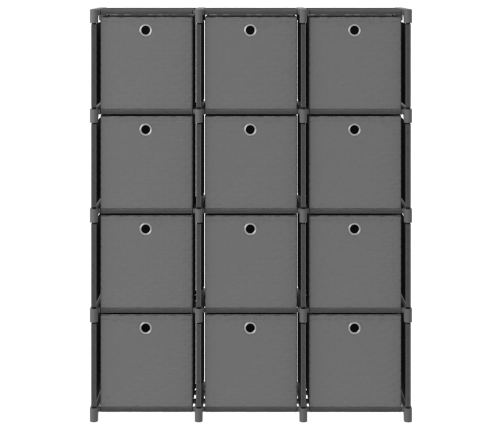 Estantería de 12 cubos con cajas tela gris 103x30x141 cm