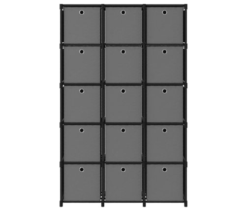 Estantería de 15 cubos con cajas de tela negro 103x30x175,5 cm