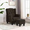 Sillón con reposapiés de tela marrón oscuro