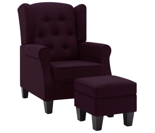 Sillón con reposapiés de tela morado