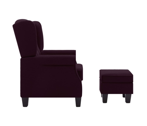 Sillón con reposapiés de tela morado