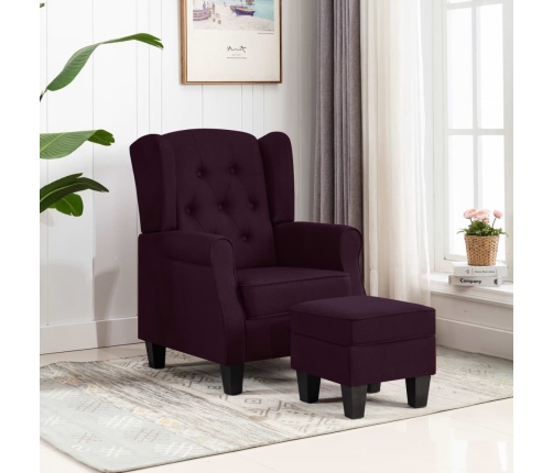 Sillón con reposapiés de tela morado