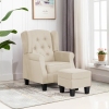 Sillón con reposapiés de tela crema