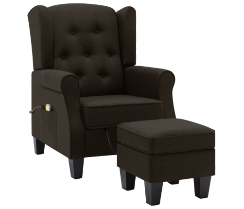 Sillón de masaje con reposapiés tela marrón oscuro