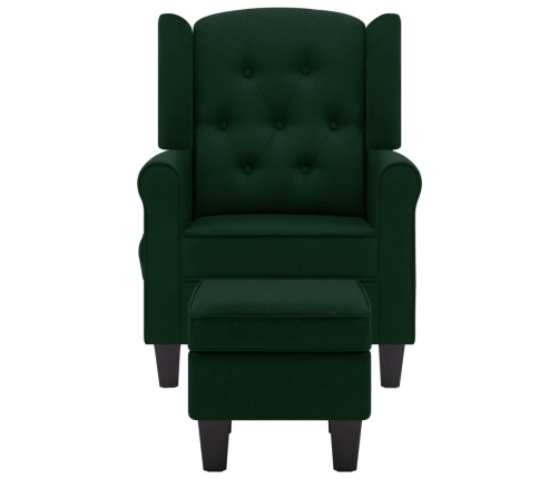 Sillón de masaje con reposapiés tela verde oscuro