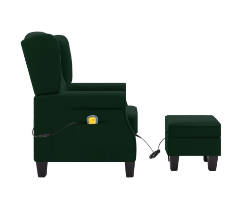 Sillón de masaje con reposapiés tela verde oscuro