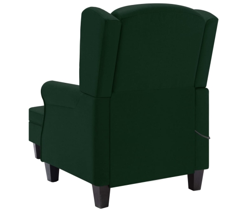 Sillón de masaje con reposapiés tela verde oscuro