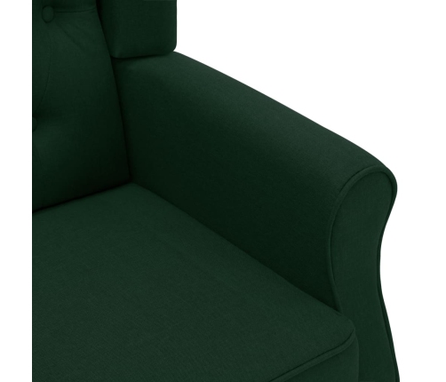 Sillón de masaje con reposapiés tela verde oscuro