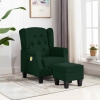 Sillón de masaje con reposapiés tela verde oscuro