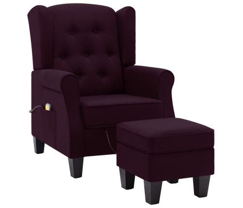 Sillón de masaje con reposapiés tela morado