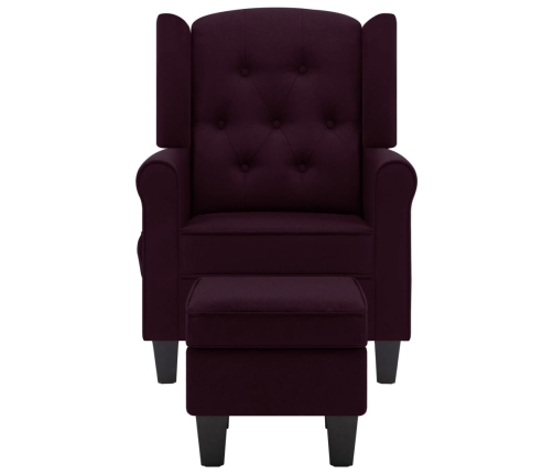 Sillón de masaje con reposapiés tela morado