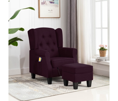 Sillón de masaje con reposapiés tela morado