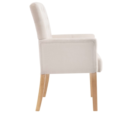 Silla de comedor con reposabrazos de tela beige