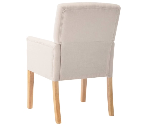 Silla de comedor con reposabrazos de tela beige