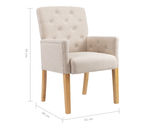 Silla de comedor con reposabrazos de tela beige